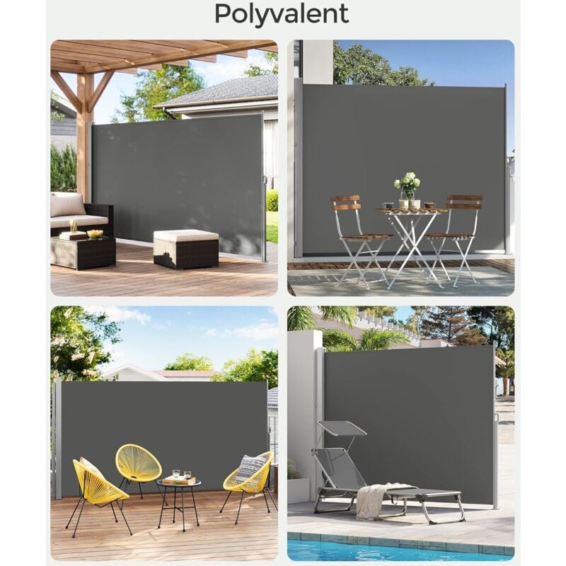 Songmics - Paravent extérieur Store latéral pour Balcon et terrasse Paravent retractable - 180 x 450cm(H x l) Gris Anthracite GSA589G01