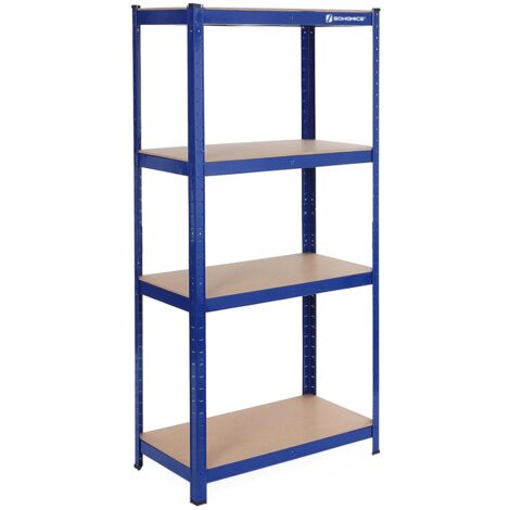 Rayonnage Strong Etagère de Rangement Charge lourde acier resistant clipsable avec MDF 4/5 Tablettes Style Industriel Planches Réglables pour Salon Cuisine