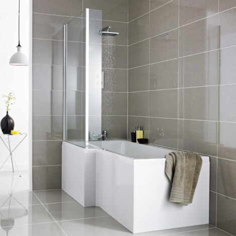 1600/680mm Bath Panel Pack Side End L Shaped Gloss White MDF Bathroom Modern