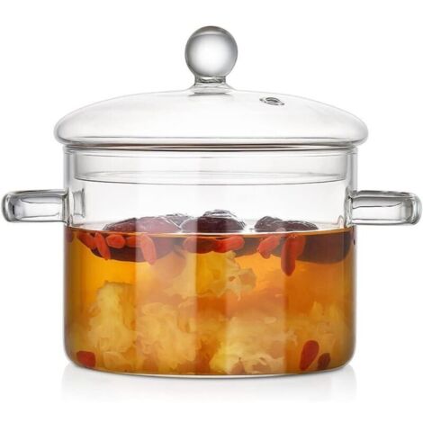 1600 ml Glasschüssel mit Deckel, Salatschüssel, Servierschüssel, Obstschüssel, Dessertschüssel, Klarglas, hitzebeständig, Doppelgriff