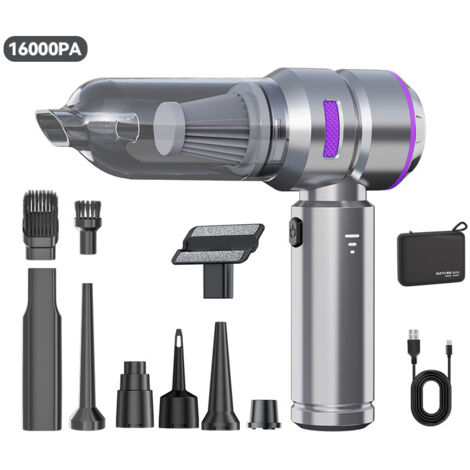 16000Pa Cordless Portable Vacuum – Mini Battery Vacuum for Car and Home, 3 Power Levels, Brushless Motor With Blower Function