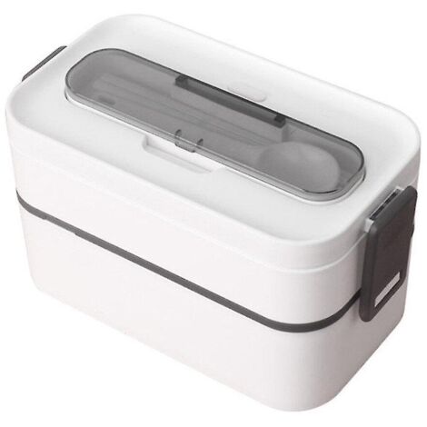 1600ml Healthy Material 2-Layer Lunch Box Four à micro-ondes Bento Box Récipients de stockage d’aliments Bento