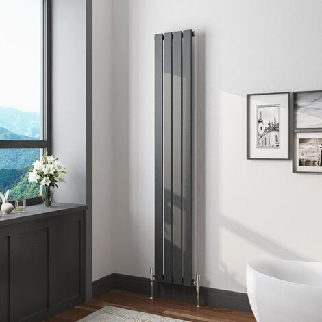 1600x272mm Vertical Tall Upright Central Radiators Single Anthracite Flat Panel Radiator