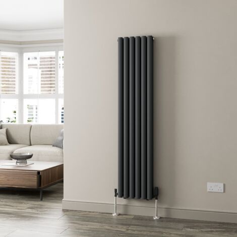1600x360mm Anthracite Designer Radiator Vertical Oval Column Double Panel Rad