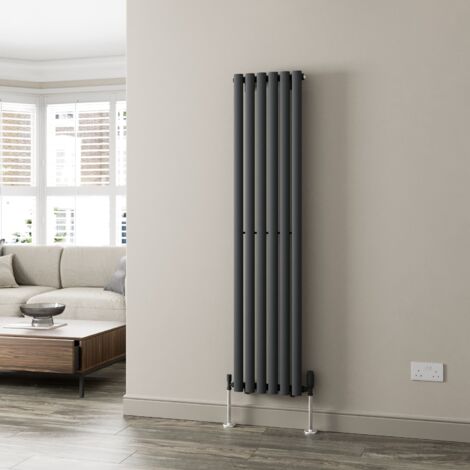1600x360mm Anthracite Designer Radiator Vertical Oval Column Single Panel Rad