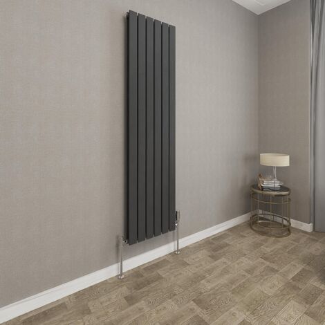 1600x408mm Black Double Flat Panel Radiator Vertical Modern Central Heating Radiators