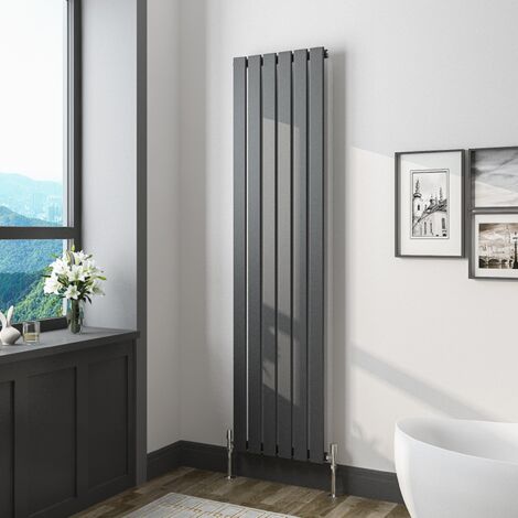 1600x408mm Vertical Tall Upright Central Radiators Single Anthracite Flat Panel Radiator