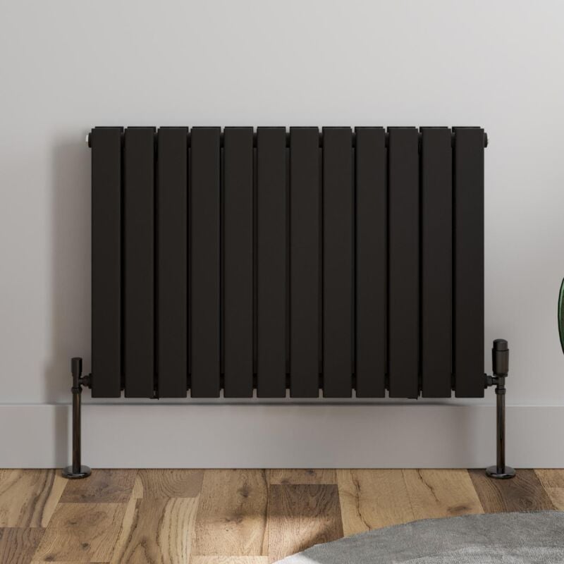 Black Flat Panel Designer Radiator Vertical Horizontal 600 x 912mm Double Panel