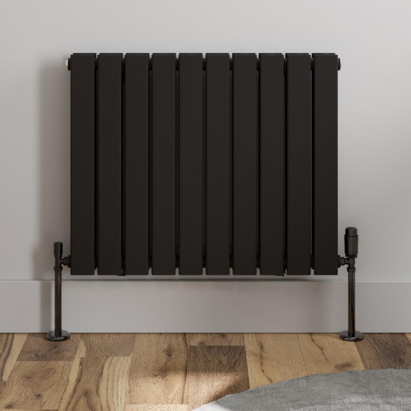 Black Flat Panel Designer Radiator Vertical Horizontal 600 x 760mm Double Panel