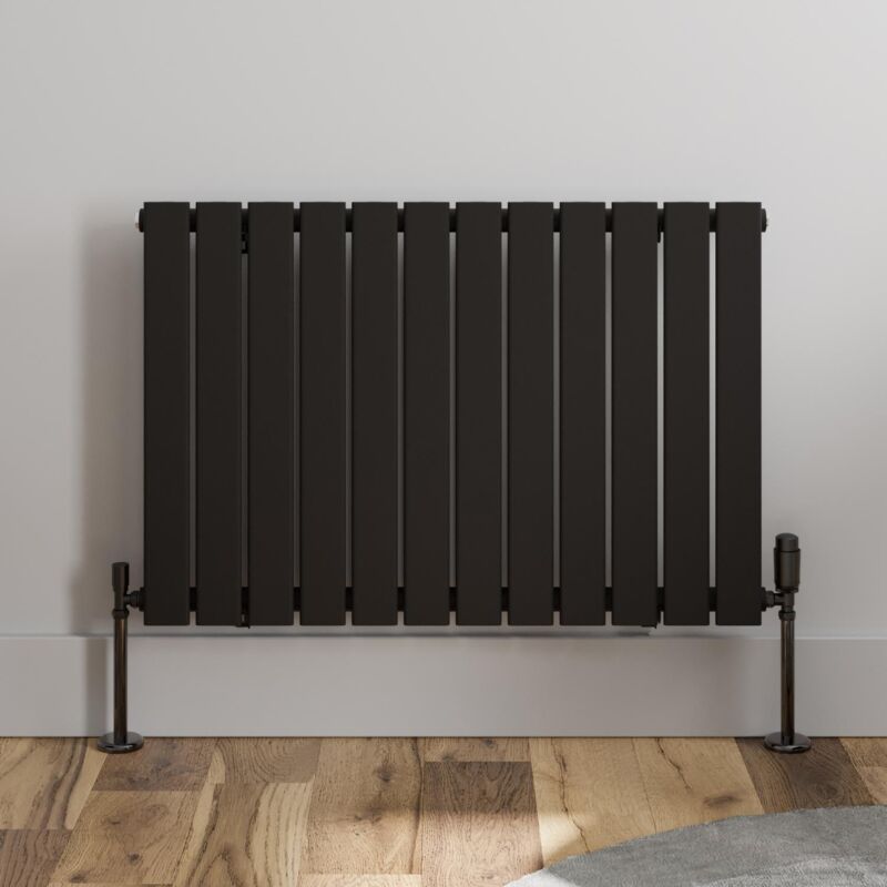 Black Flat Panel Designer Radiator Vertical Horizontal 600 x 908 Single Panel