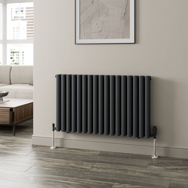 Anthracite Oval Column Designer Radiator Vertical Horizontal 600 x 1020mm Double Panel