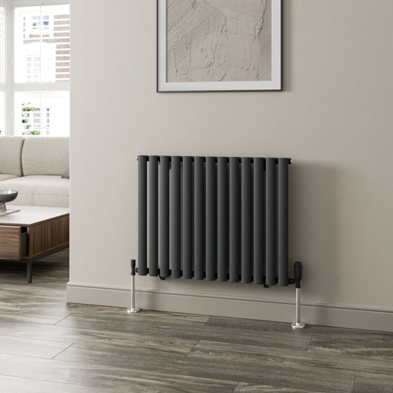 Anthracite Oval Column Designer Radiator Vertical Horizontal 600 x 780mm Single Panel