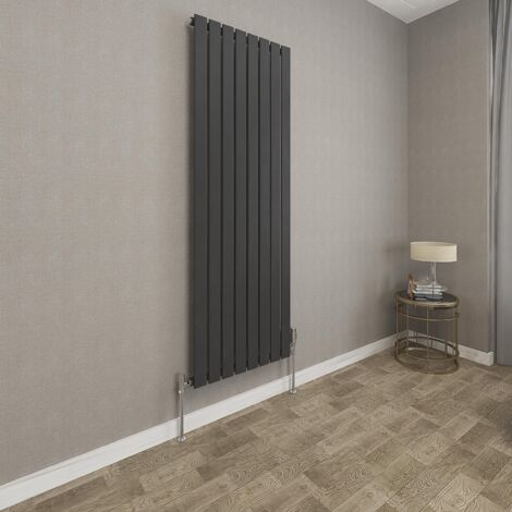 1600x544mm Black Single Flat Panel Radiator Vertical Modern Central Heating Radiators
