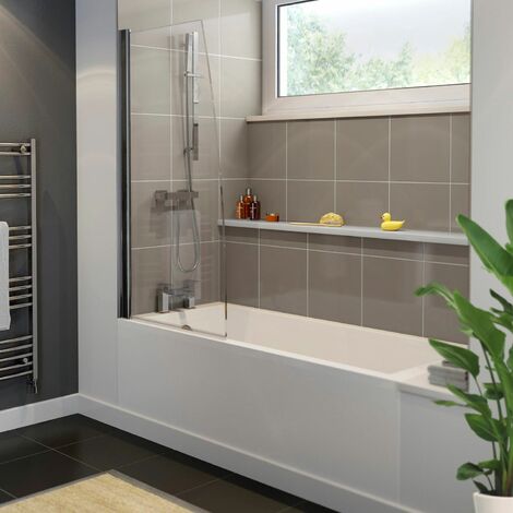 1600x700mm Bathroom Single Ended Straight Bath Shower Screen with Front Panel