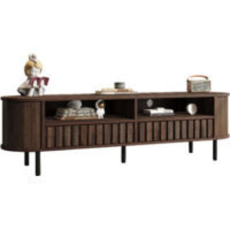 1604048cm TV-Schrank, Lowboard mit 2 Schränken,Wohnzimmerschrank mit 2 Schubladen,Walnussfarbener TV-Ständer, MDF, Fernsehtisch,TV-Ständer mit 5 Stützbeinen,Geeignet für 65-Zoll-Fernseher