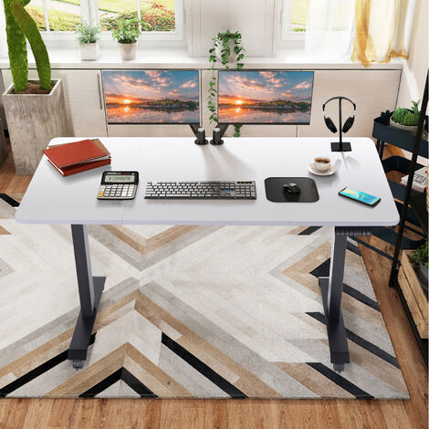 160CM Bureau debout réglable en hauteur avec moteur électrique, bureau d'ordinateur, hauteur à mémoire intelligente, protection contre les collisions avec les roues.