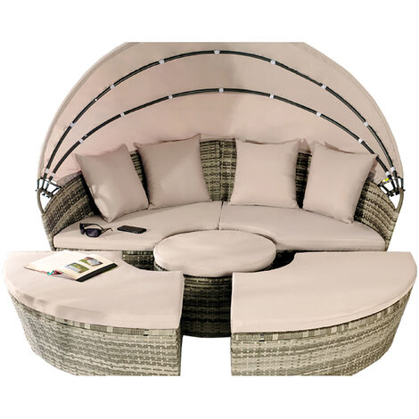 rattan sun lounger island aluminium grey