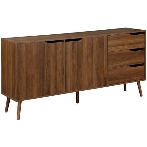 SWEEEK 160cm walnut wood-effect sideboard, Nepal, Walnut wood-effect, 160x40x80 cm