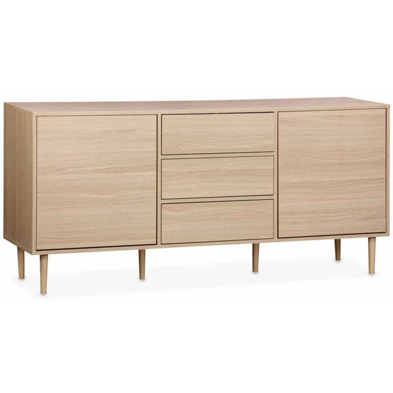 Sweeek 160cm wooden-effect sideboard, Mika, Natural, 160x40x74 cm