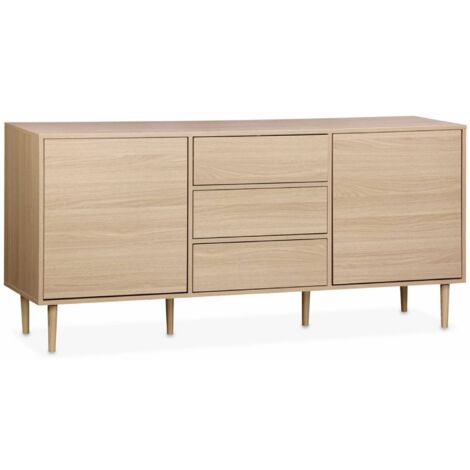160cm wooden-effect sideboard, Mika, Natural, 160x40x74 cm