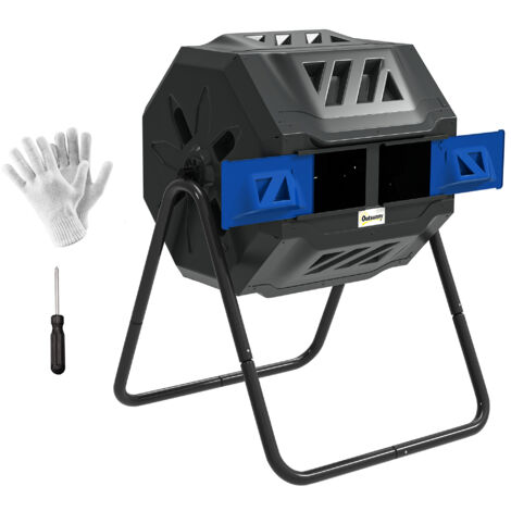 160L 360° Rotating Dual Chamber Composter - Blue