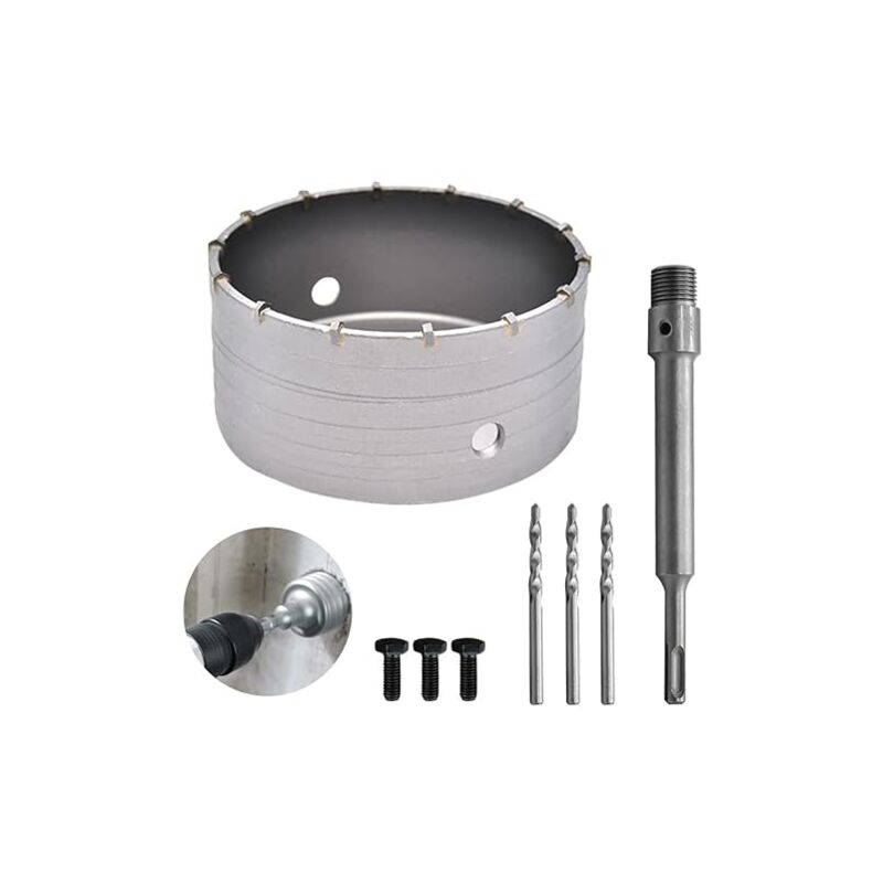 L&h-cfcahl - Scie à Cloche 160mm Bi-Metal pour Carrelage Beton, Scies Cloches Carotteuse Trépan Beton, avec Adaptateur sds Plus 220 mm et 3 Foret de