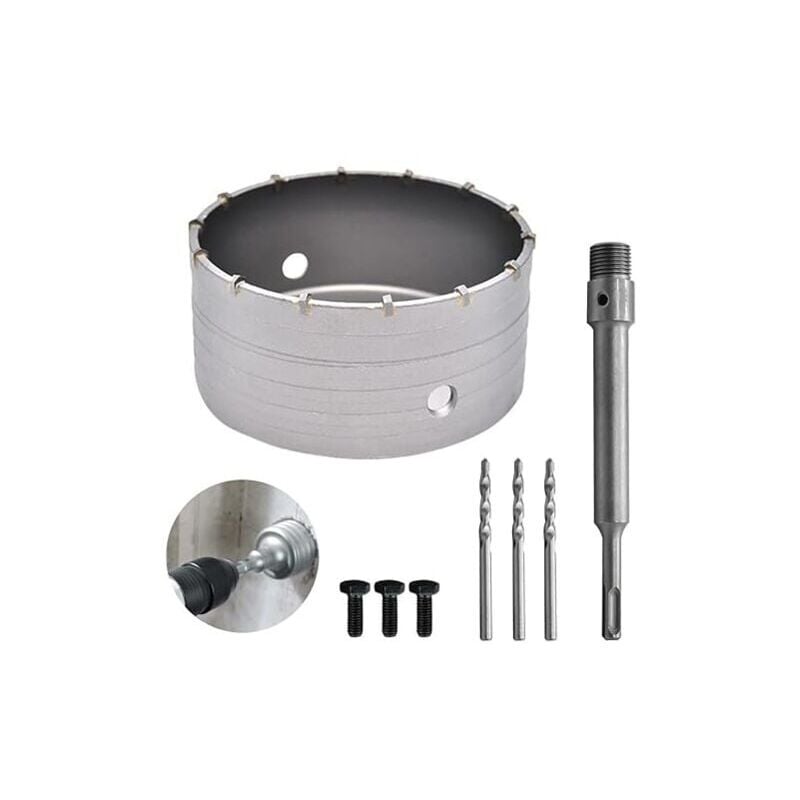 SNQ - 160mm Scie à Cloche Bi-Metal pour Carrelage Beton, Scies Cloches Carotteuse Trépan Beton, avec Adaptateur sds Plus 220 mm et 3 Foret de