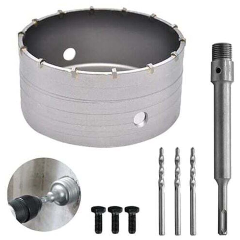 Trimec - 160mm Scie à Cloche Bi-Metal pour Carrelage Beton, Scies Cloches Carotteuse Trépan Beton, avec Adaptateur sds Plus 220 mm et 3 Foret de