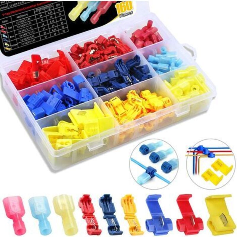 Yzmrbdqc - 160Pcs Cosse Electrique Connecteur Rapide, Raccords Auto-Dénudants, – Rouge, Bleu, Jaune