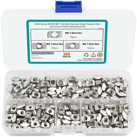 160pcs euro standard t - nut profil en aluminium, m3 M4 M5 spécial t - nut combiné en boîte