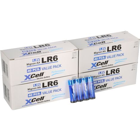 160x XCell 40x 4er Folie AA LR6 Mignon Super Alkaline Batterie