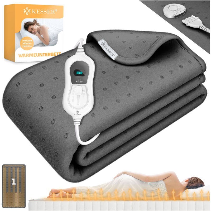 Kesser - Sous-lit chauffant avec arrêt automatique Télécommande Avec 3 niveaux de température Pour chauffage de matelas Anthracite - Sans