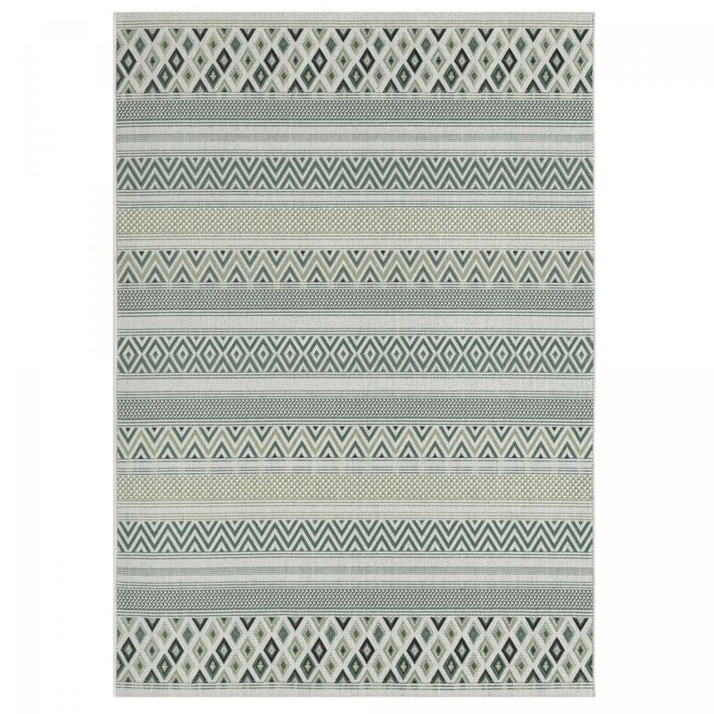 Tapis extérieur kilim 80x150 vert et vert clair rectangle RAYA