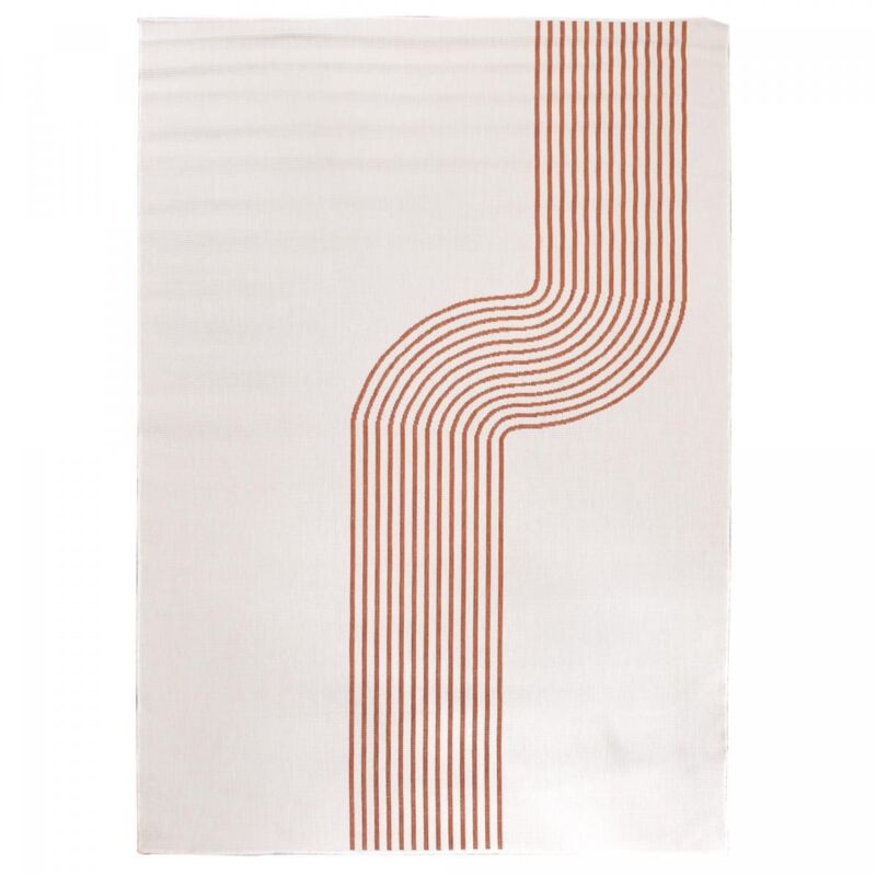 Dezenco - Tapis extérieur, kilim reversible EX1 ubo 240x340 terracotta et crème