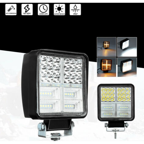 Универсален 162W Лед LED Халоген Фар Работна Лампа 12V - 24V бяла светлина + габаритна оранжева светлина за автомобил оф