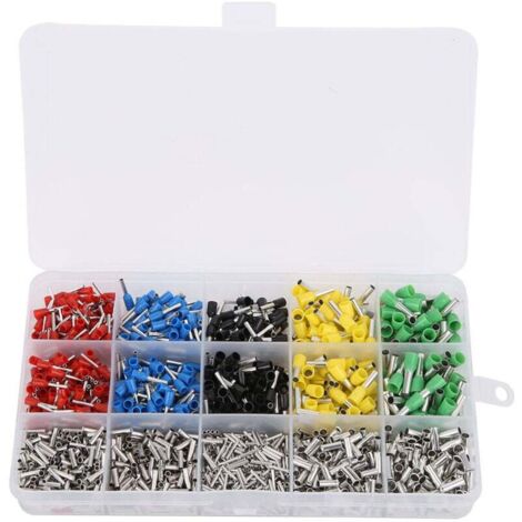 1640pcs Bornes à sertir Type de tube Kit d'assortiment de connecteurs de bornes de fil à pression à froid,DUBUNS