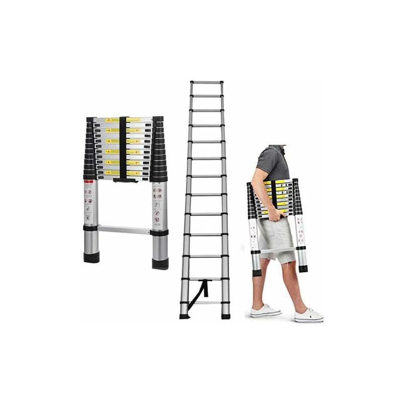 Briefness - 16.4ft 5M Aluminum Extension Foldable Telescopic Ladder Telescoping Straight Ladder Extendable Capacity Max Load 150kg/330lb en 131