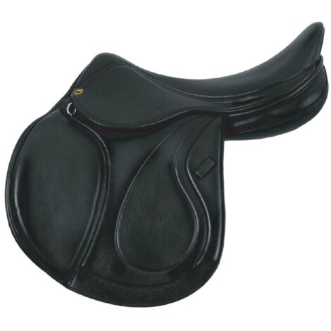 16,5 = 42 cm, Noir: Selle d'obstacle Los Angeles en cuir avec garrot interchangeable