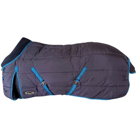 165 cm, Blu Navy: Coperta da box antistrappo traspirante imbottitura 500g e collo in pile modello Kodiak