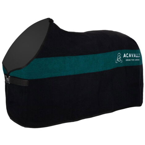 165 CM, Nero: Coperta da box Acavallo in lana 800g con fibbie in acciaio inox