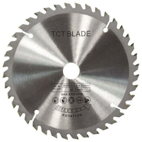 165-mm-Hartmetall-Kreissägeblatt, silberne rotierende Trennscheibe für Holz, 40 Zähne