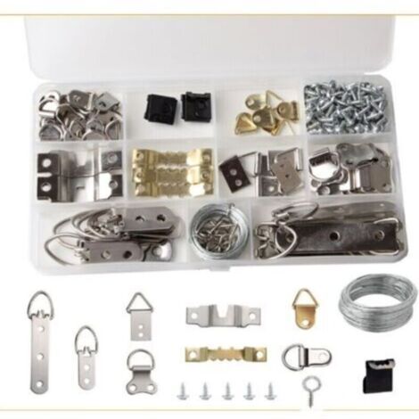 165 pcs Ensemble de Crochet de Suspension en Métal pour Cadre Photo de Cintre à Cadre avec Vis dans Une Boîte Suspension Cadre Charge Lourde pour Cadre Photo Peinture Décoration Murale