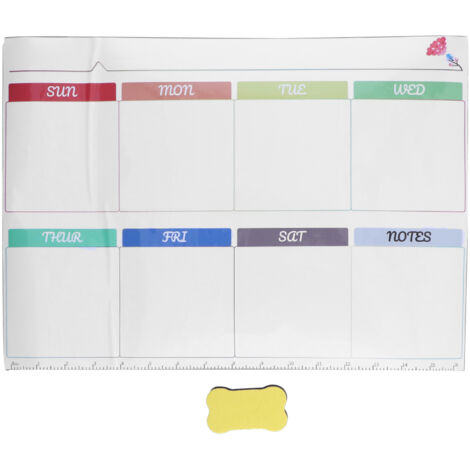16,5 x 11,8 Zoll (ca. 42 x 30 cm) selbstklebende Wochen-Whiteboard-Tafel für den Kühlschrank mit Schwamm – Familienplaner