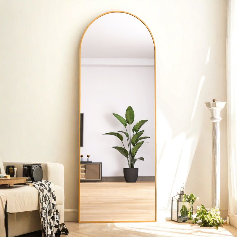 Sureh - 165 x 60 cm Miroir sur Toute la Longueur, Cadre en alliage d'aluminium Miroir sur Pied, Miroir sur Pied, Miroir de Sol, Miroirs muraux, Doré