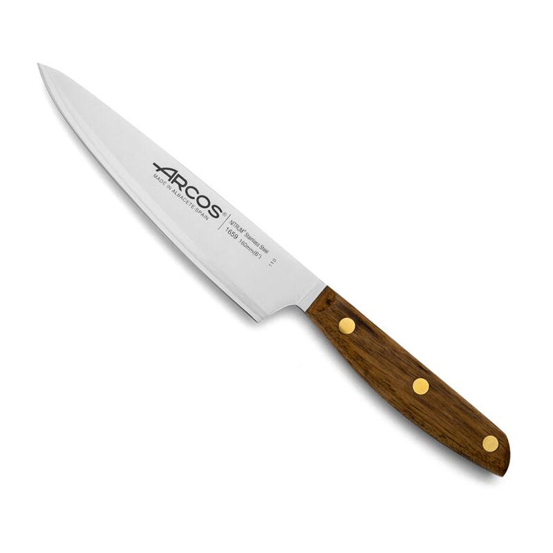 Arcos Kochmesser Nórdika Serie Nitrum® Edelstahl Klinge 16 Cm Lang Und Ovengkol Holzgriff