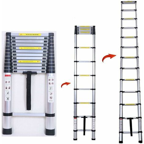 16.5FT 5m Aluminium Mehrzweckleiter Teleskopleiter Ausziehbar Leiter Klappleiter Anti-Rutsch Stufen Multifunktionsleiter Trittleiter 150KG Belastbarkeit