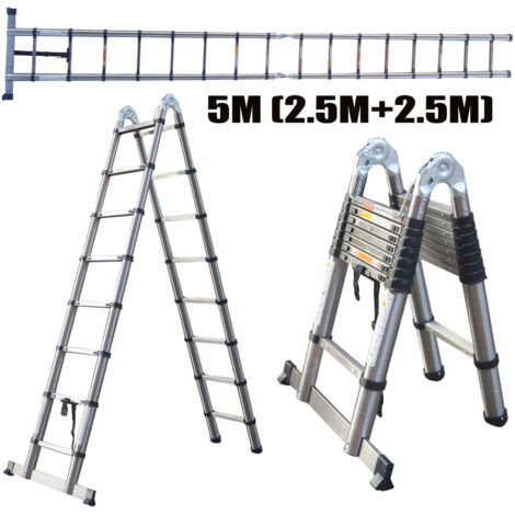 16.5ft 5m Teleskopleiter EN131 aus Hochwertigem Edelstahl, Soft-Close-System