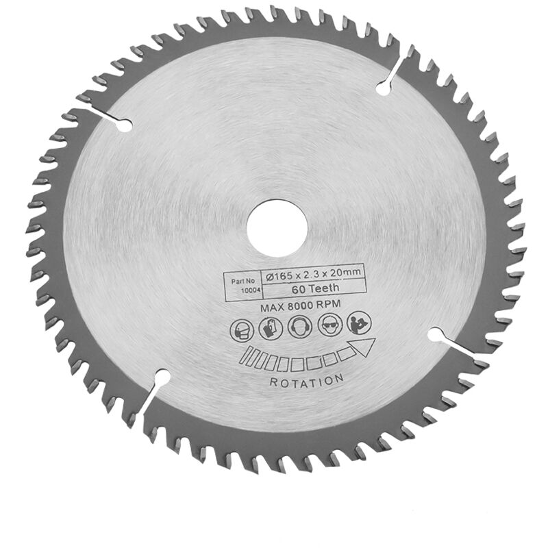 Jeffergarden - 165mm tct Lame de scie circulaire Disque de coupe rotative en argent pour la coupe du bois 60 dents + 1 anneau de réduction