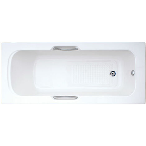 main image of "1675mm No Tap Holes 8mm Single Ended Bath - size 1675mm - color White"