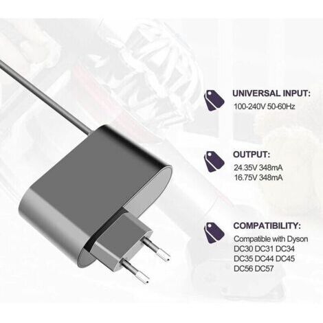 16.75V/24.35V Chargeur Compatible avec Dy&son DC30 DC31 DC34 DC35 DC44 DC45 DC56 DC57 Batterie d'aspirateur